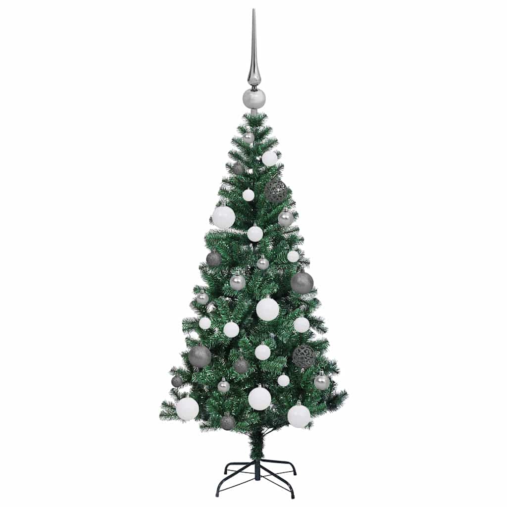 Kunstig juletre med dekorative strenglys grønn 120 cm PVC