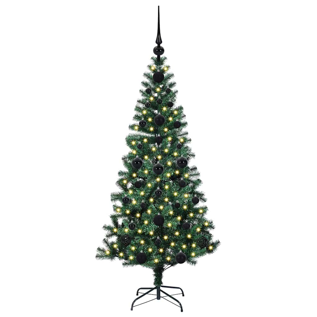 Kunstig Forhåndsopplyst Juletre grønn 120cm PVC og metall