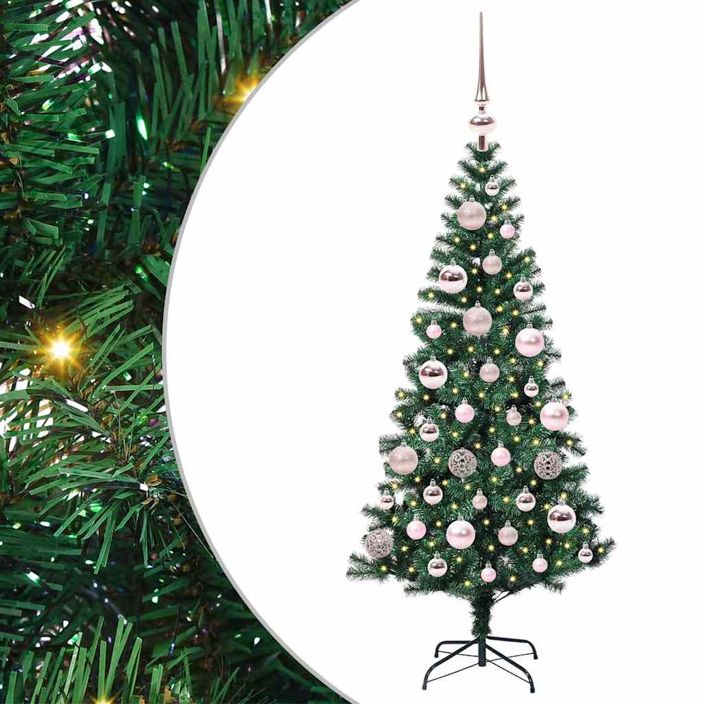 Kunstig Forhåndsopplyst Juletre grønn 120 cm PVC og metall