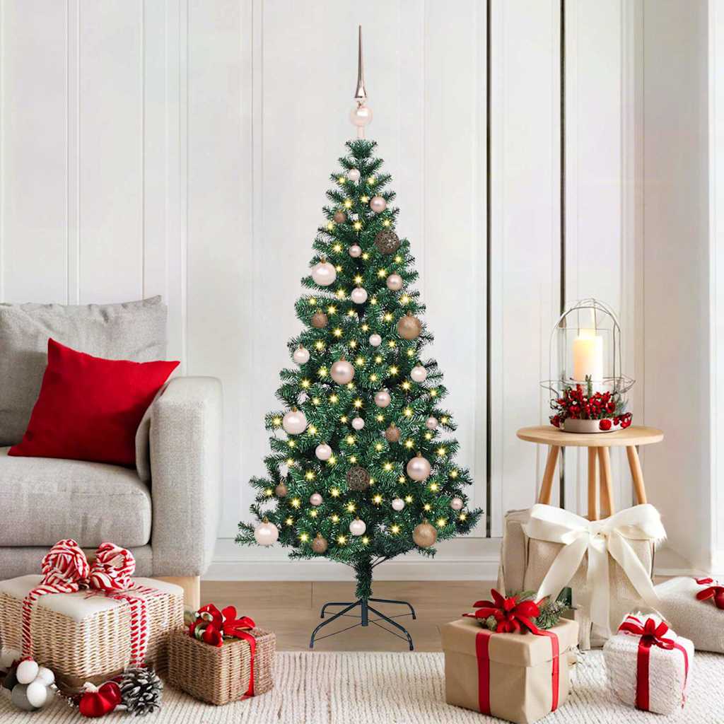 Kunstigjuletre med dekorative strenglys grønn 150cm PVC