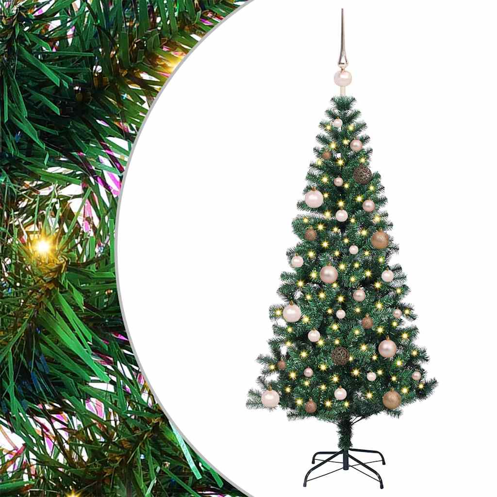 Kunstigjuletre med dekorative strenglys grønn 150cm PVC