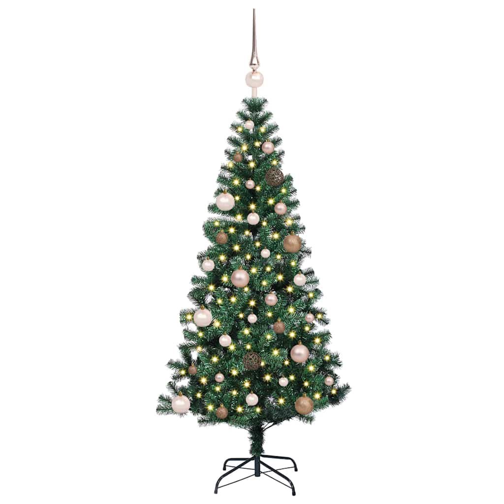 Kunstigjuletre med dekorative strenglys grønn 150cm PVC