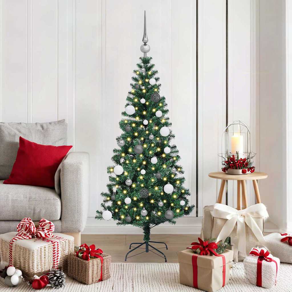 Kunstigjuletre med dekorative strenglys grønn 150cm PVC
