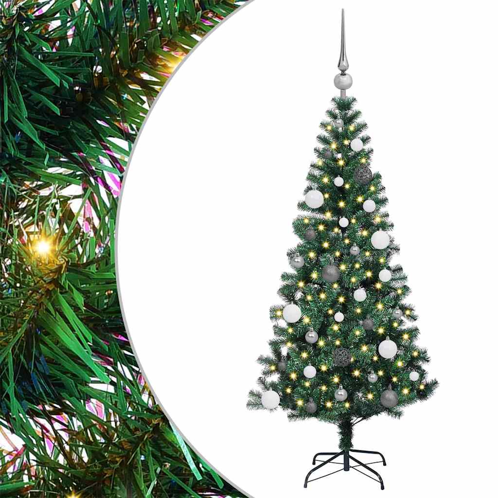 Kunstigjuletre med dekorative strenglys grønn 150cm PVC