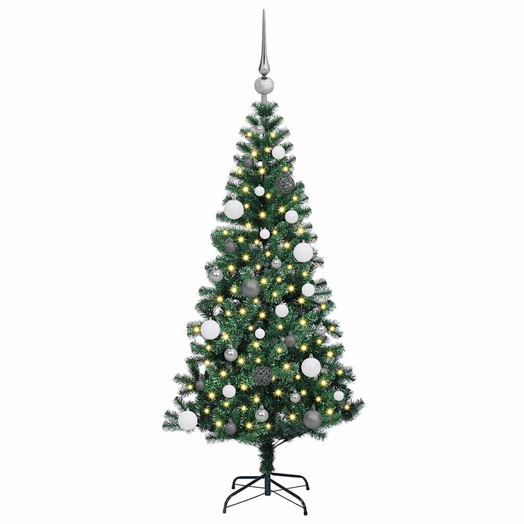 Kunstigjuletre med dekorative strenglys grønn 150cm PVC