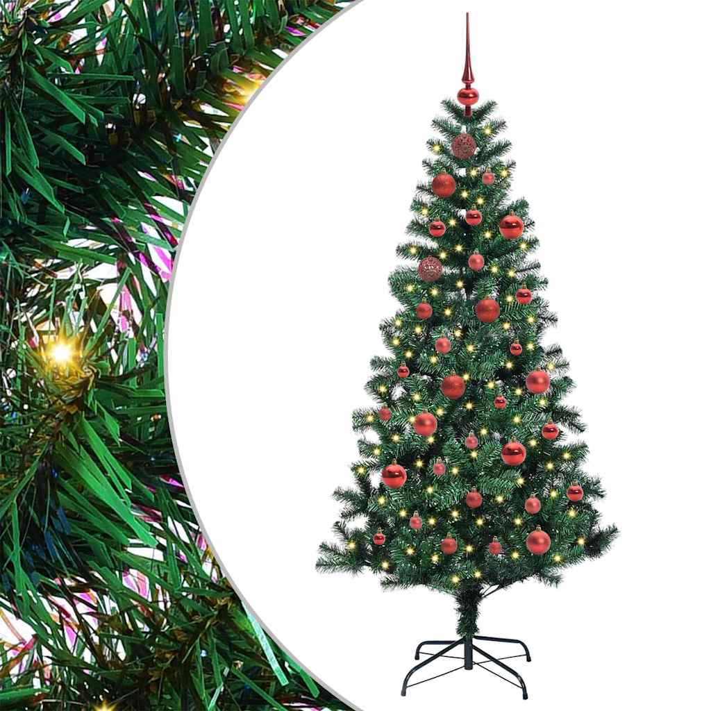 Kunstig Forhåndsopplyst Juletre grønn 150 cm PVC og metall
