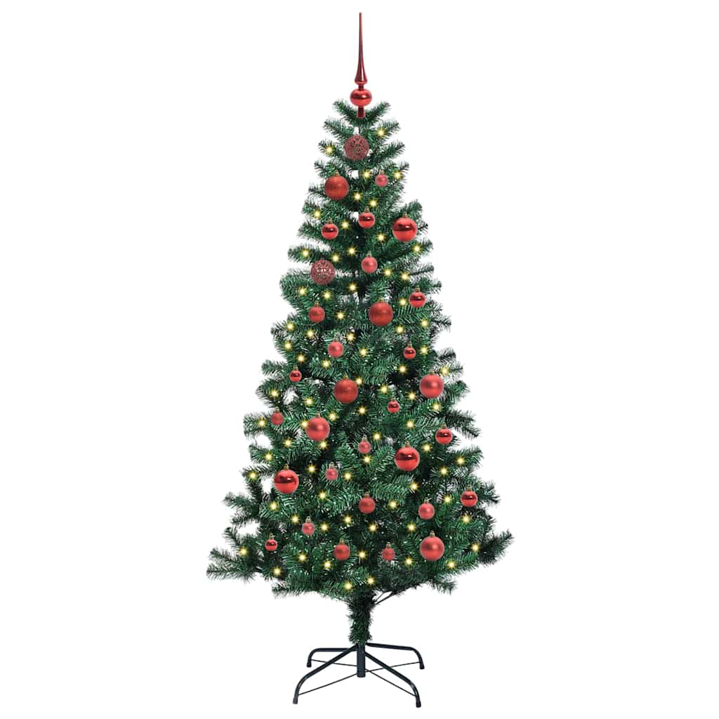 Kunstig Forhåndsopplyst Juletre grønn 150 cm PVC og metall