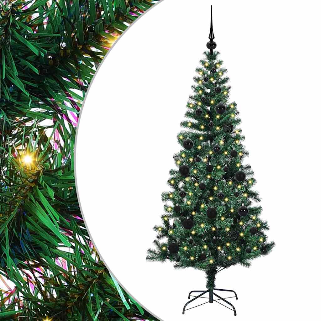 Kunstig Forhåndsopplyst Juletre grønn 150cm PVC og metall