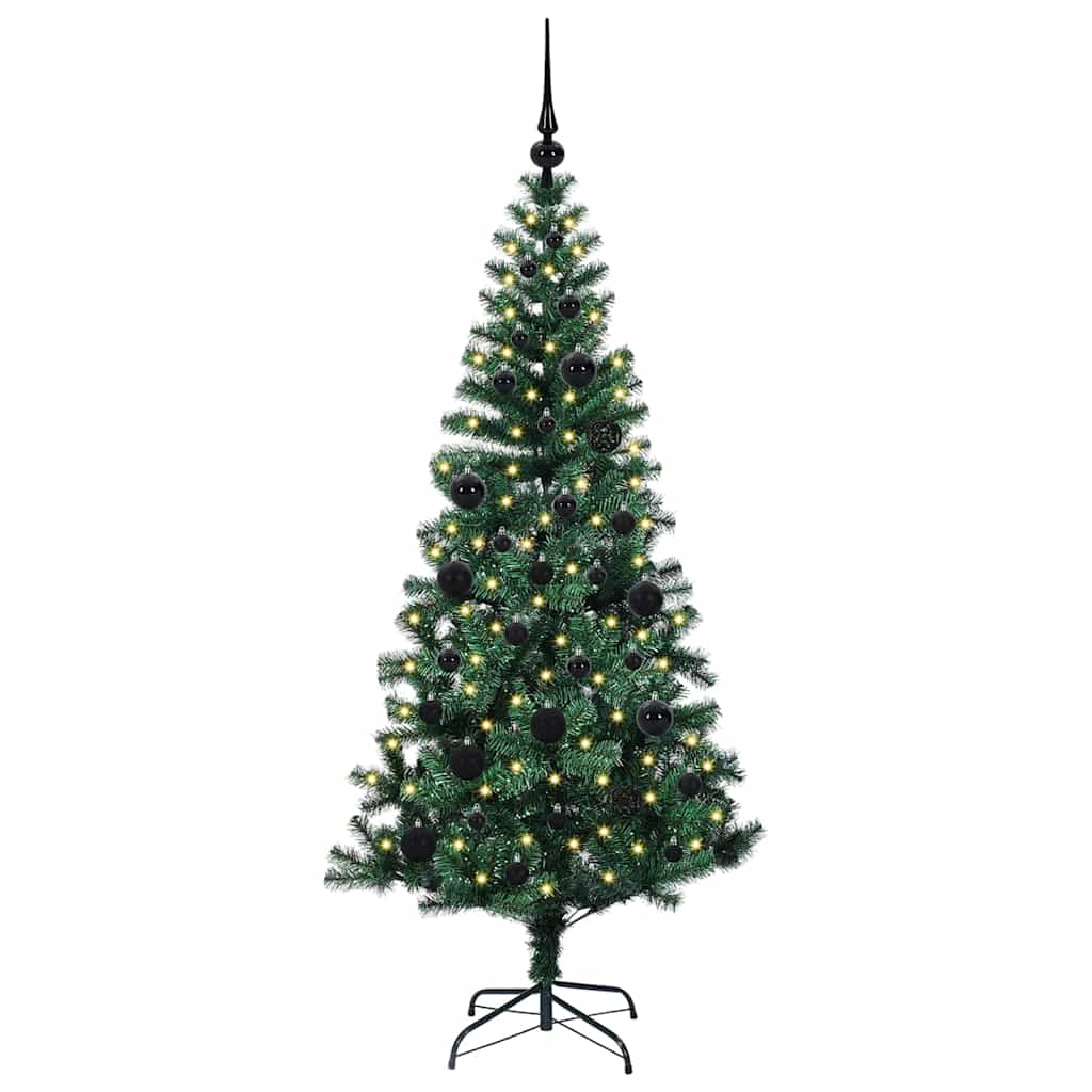 Kunstig Forhåndsopplyst Juletre grønn 150cm PVC og metall
