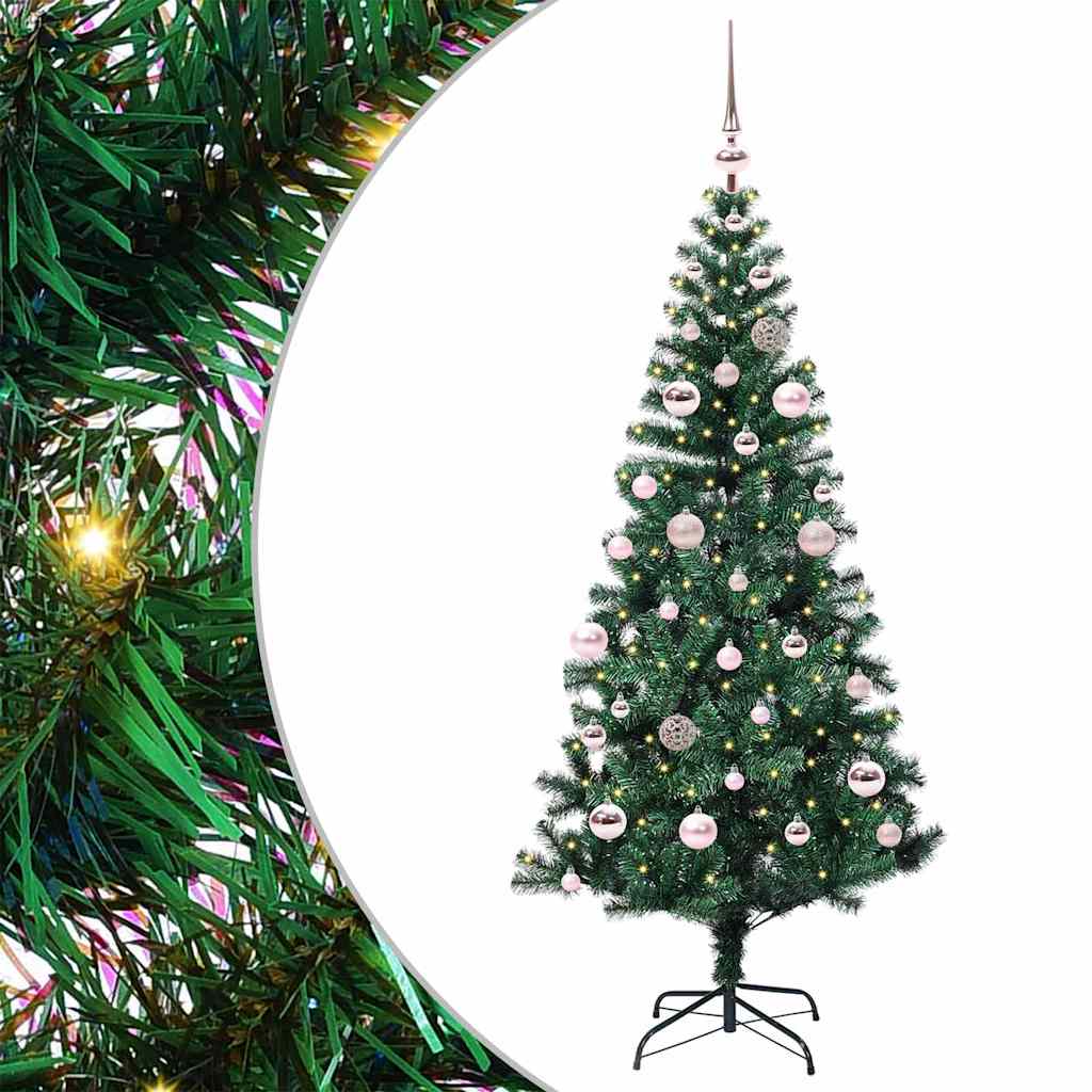 Kunstig Forhåndsopplyst Juletre grønn 150 cm PVC og metall