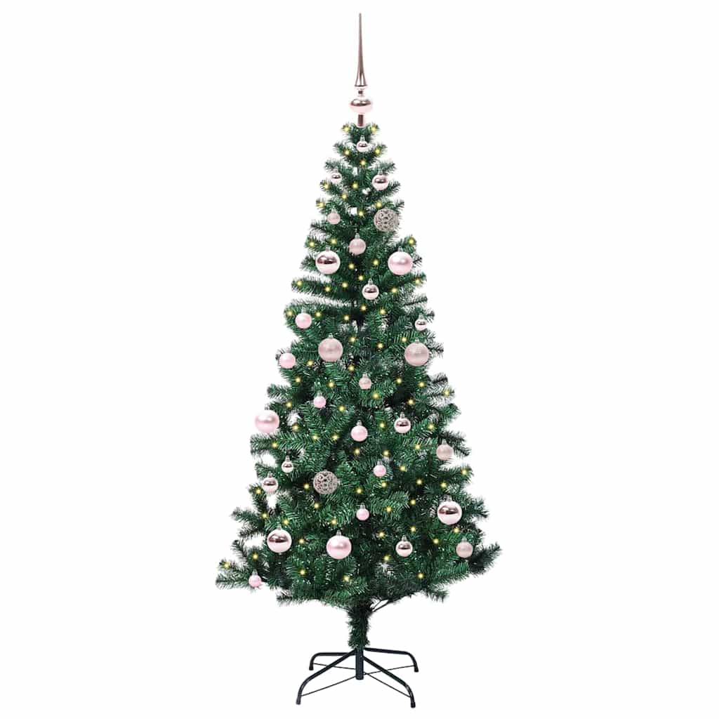 Kunstig Forhåndsopplyst Juletre grønn 150 cm PVC og metall