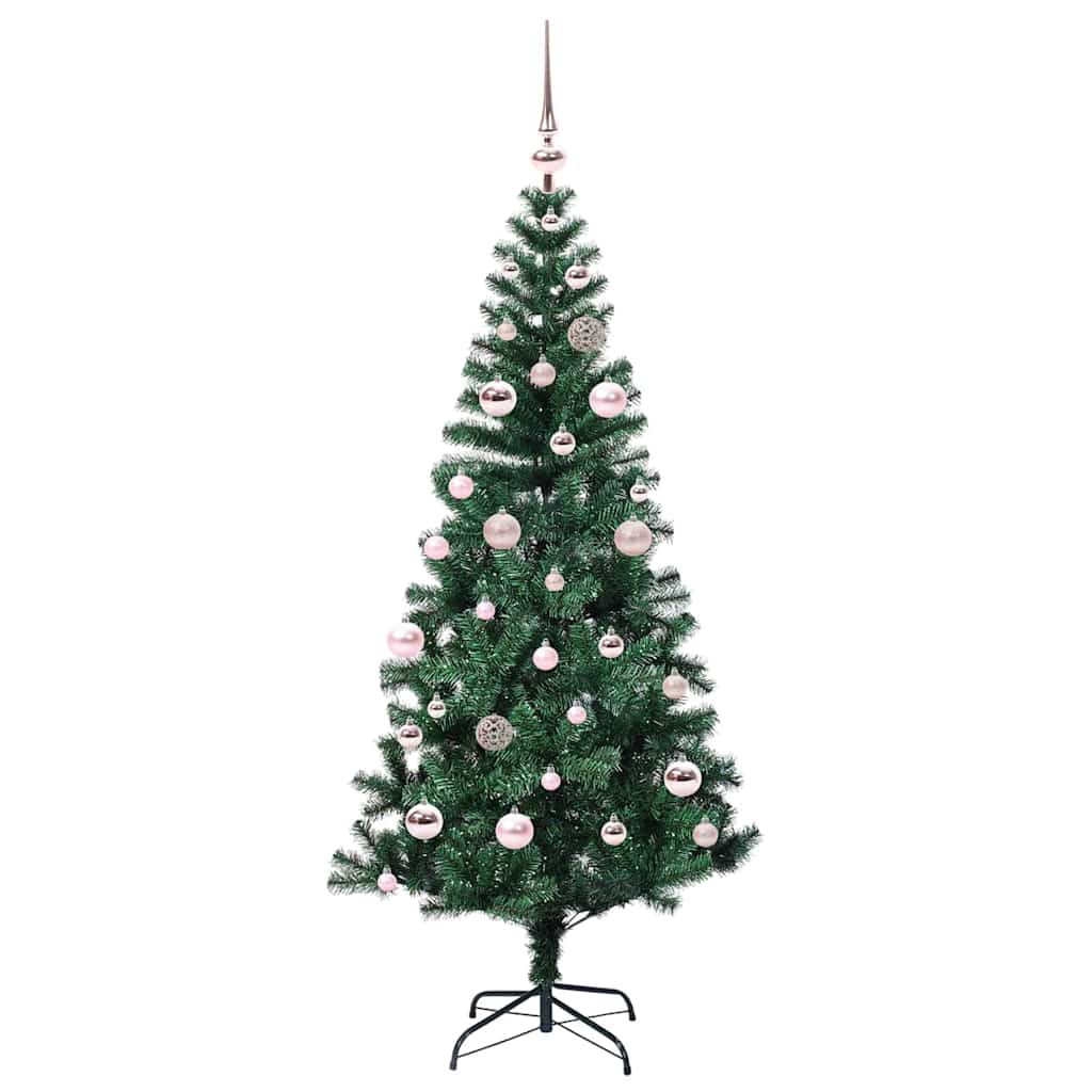 Kunstig Forhåndsopplyst Juletre grønn 150 cm PVC og metall
