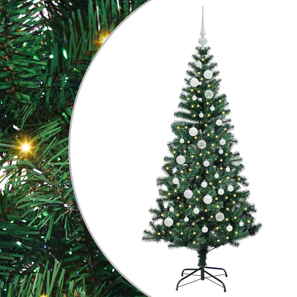 Kunstig Forhåndsopplyst Juletre grønn 150cm PVC og metall