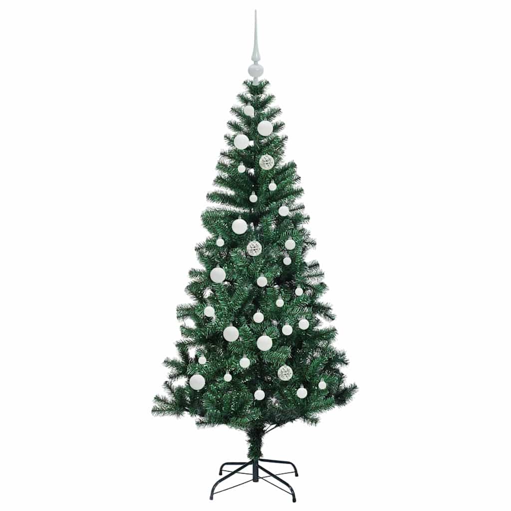Kunstig Forhåndsopplyst Juletre grønn 150cm PVC og metall