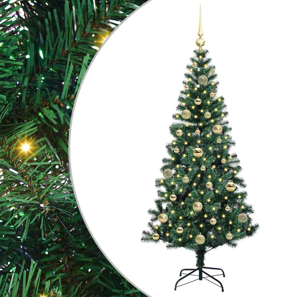 Kunstig Forhåndsopplyst Juletre grønn 150cm PVC og metall