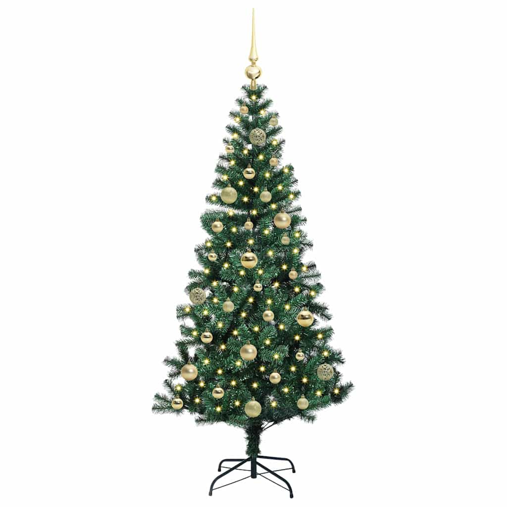 Kunstig Forhåndsopplyst Juletre grønn 150cm PVC og metall