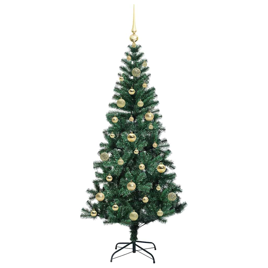 Kunstig Forhåndsopplyst Juletre grønn 150cm PVC og metall