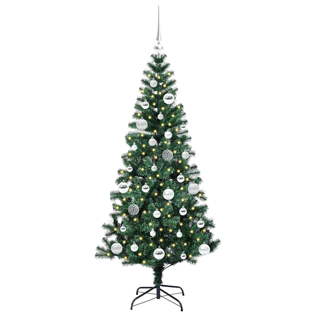 Kunstig Forhåndsopplyst Juletre grønn 150cm PVC og metall