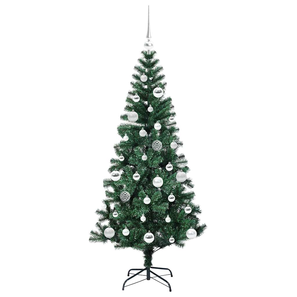 Kunstig Forhåndsopplyst Juletre grønn 150cm PVC og metall