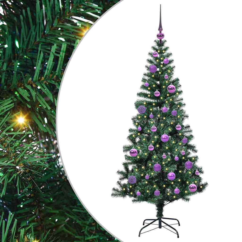 Kunstig Forhåndsopplyst Juletre grønn 150cm PVC og metall