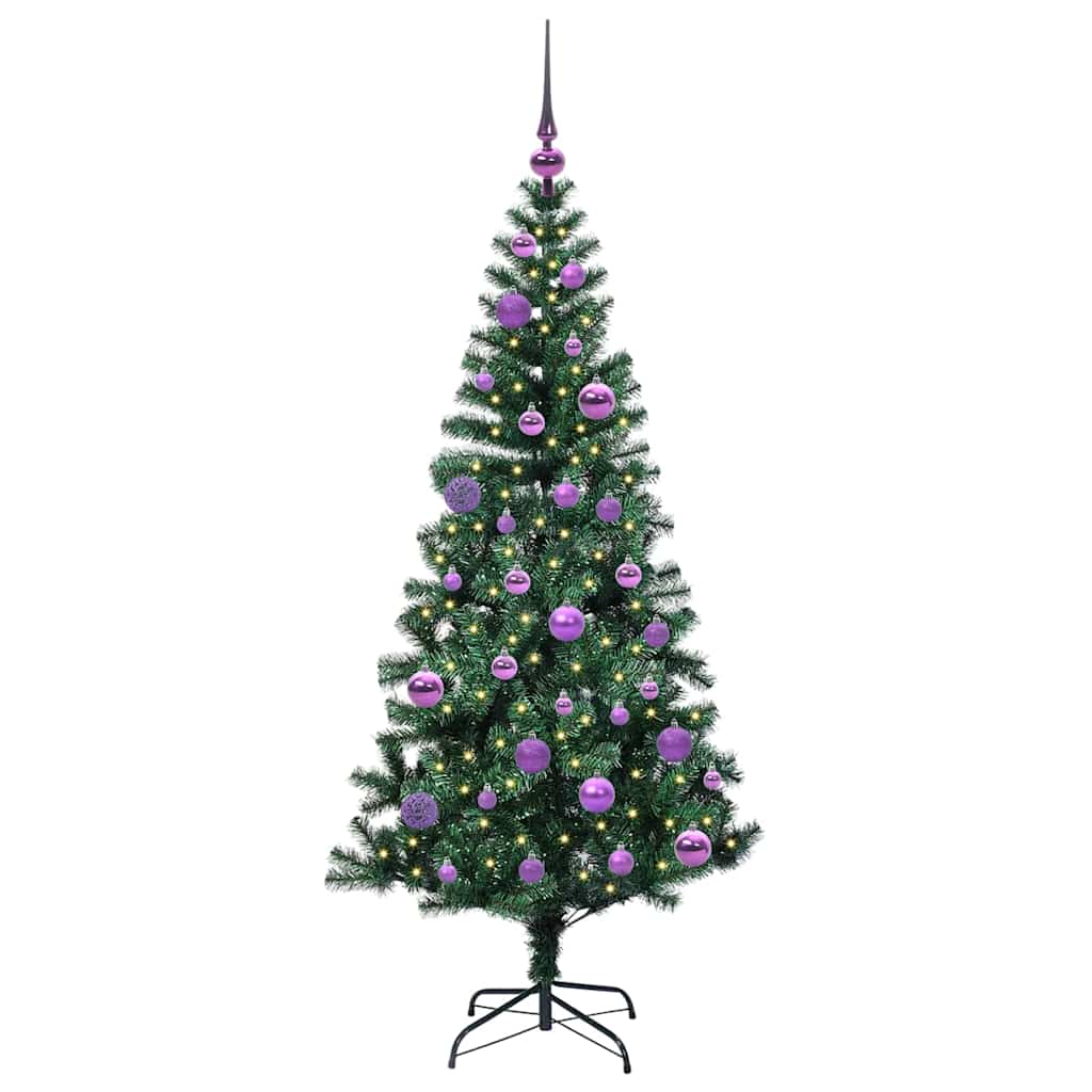 Kunstig Forhåndsopplyst Juletre grønn 150cm PVC og metall
