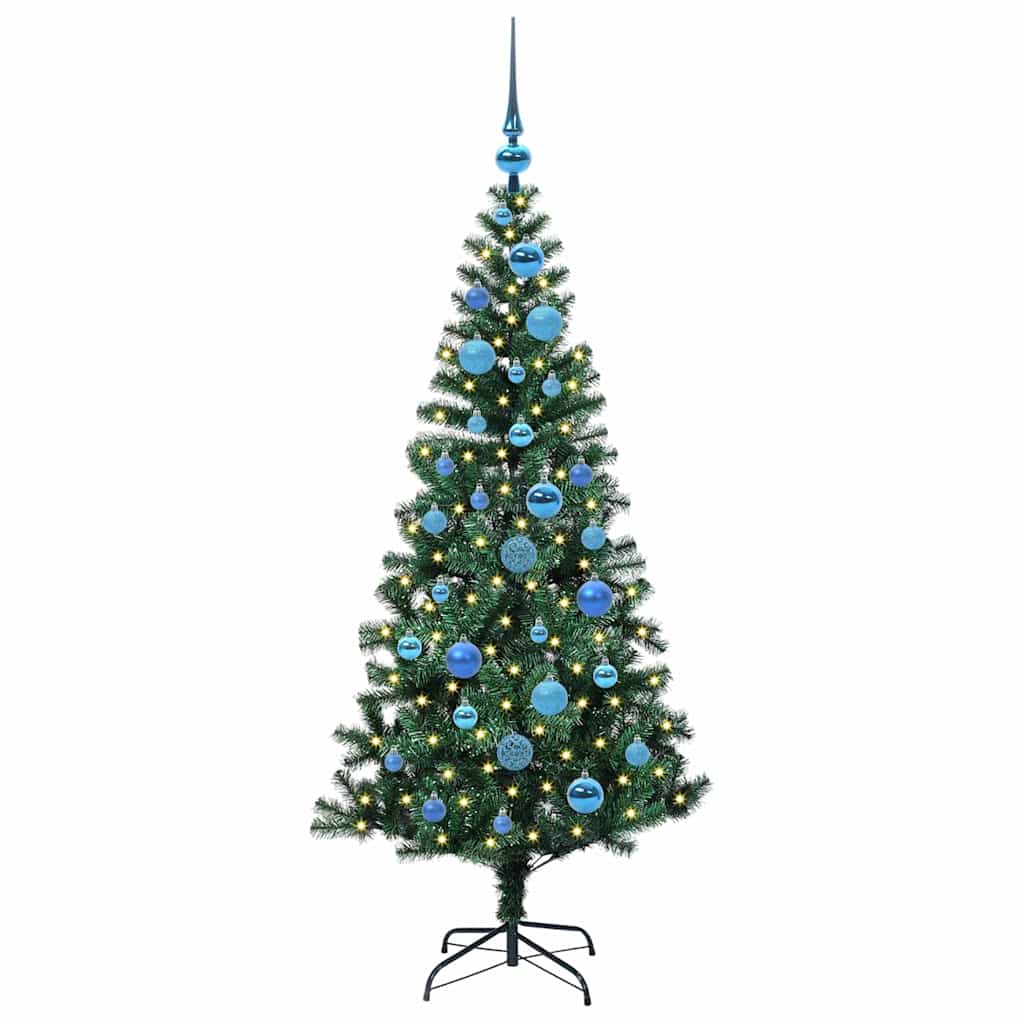 Kunstig Forhåndsopplyst Juletre grønn 150cm PVC og metall