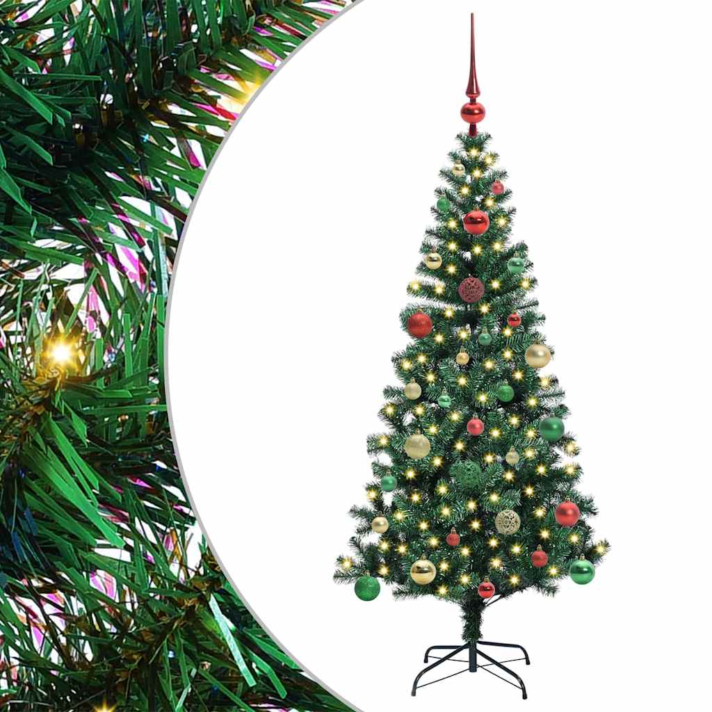 Kunstig Forhåndsopplyst Juletre grønn 150cm PVC og metall