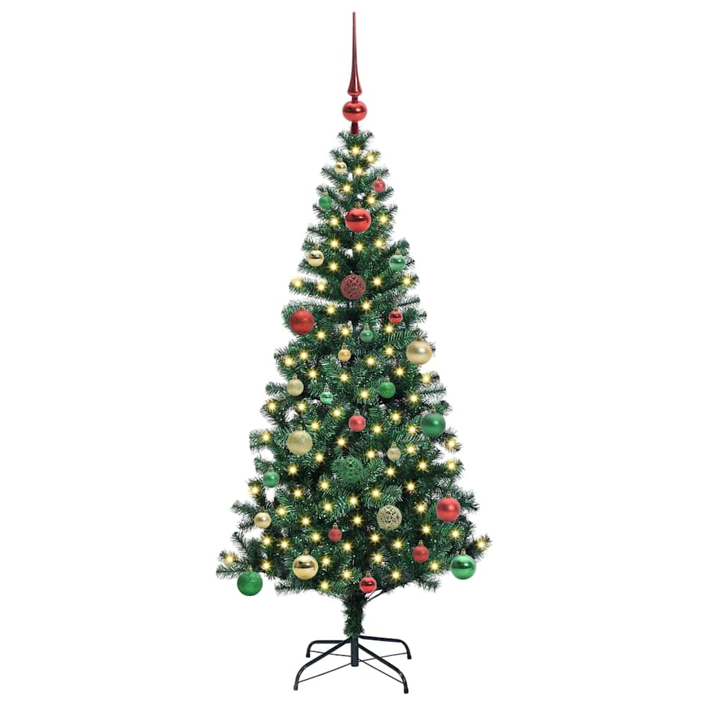 Kunstig Forhåndsopplyst Juletre grønn 150cm PVC og metall