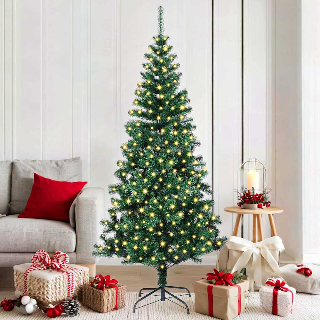 Kunstigjuletre med dekorative strenglys grønn 180cm PVC