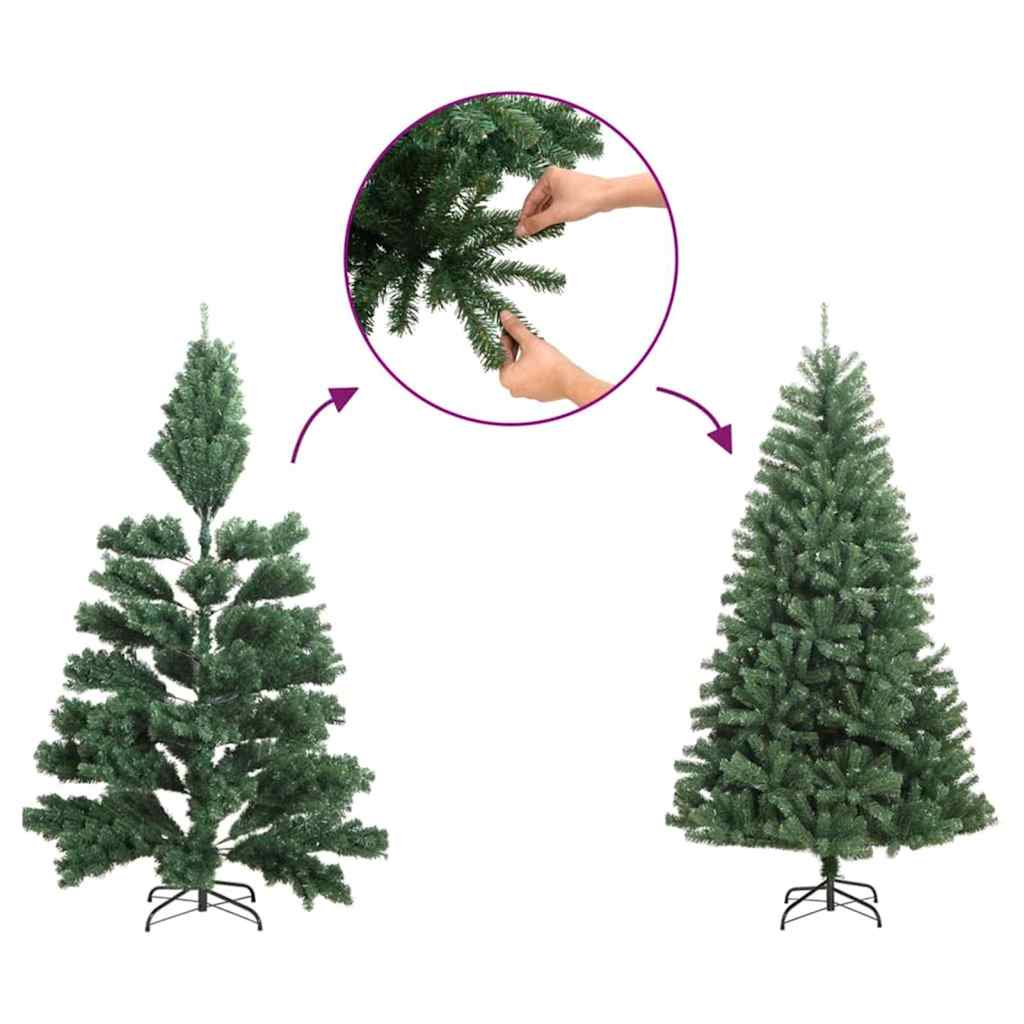 Kunstigjuletre med dekorative strenglys grønn 180cm PVC