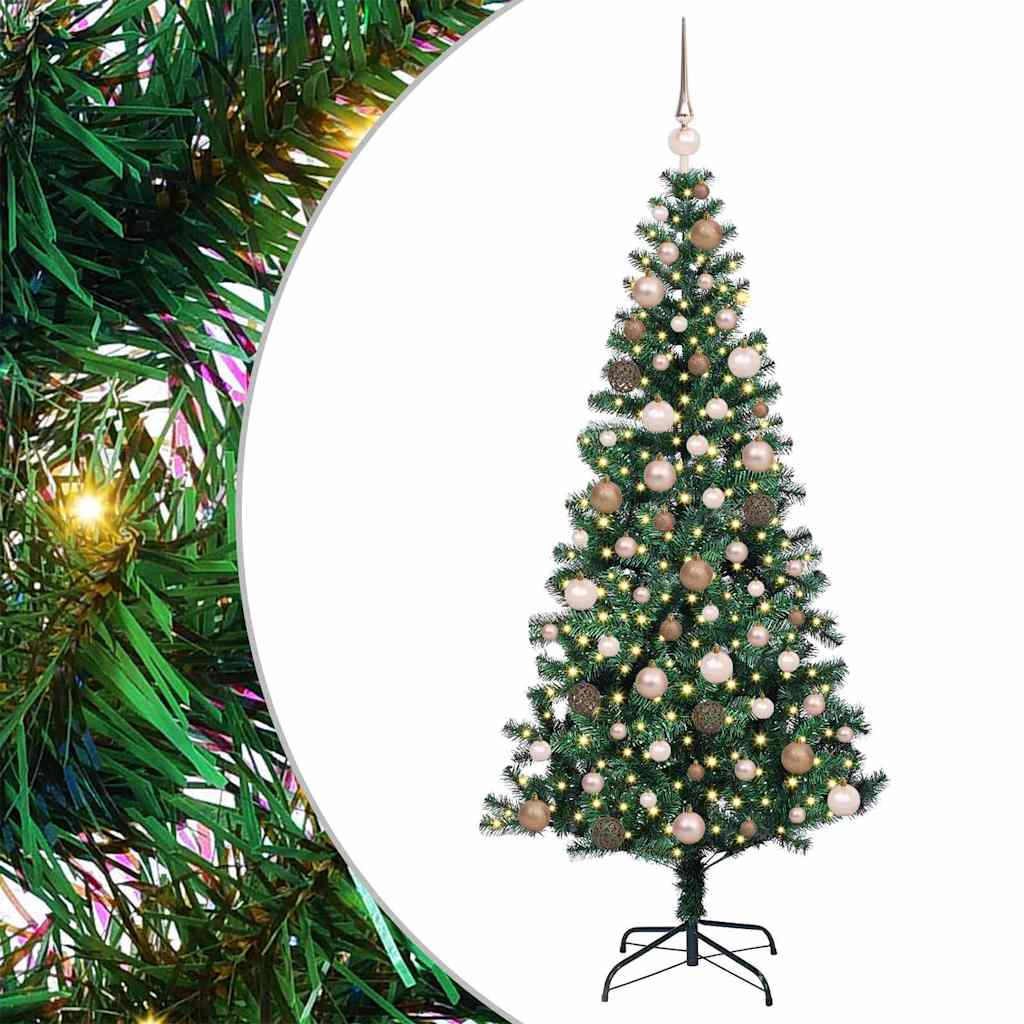 Kunstigjuletre med 300 LED med stativ grønn 180cm PVC