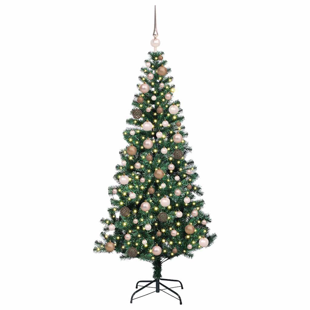 Kunstigjuletre med 300 LED med stativ grønn 180cm PVC