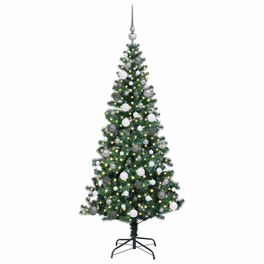 Kunstigjuletre med dekorative strenglys grønn 180cm PVC