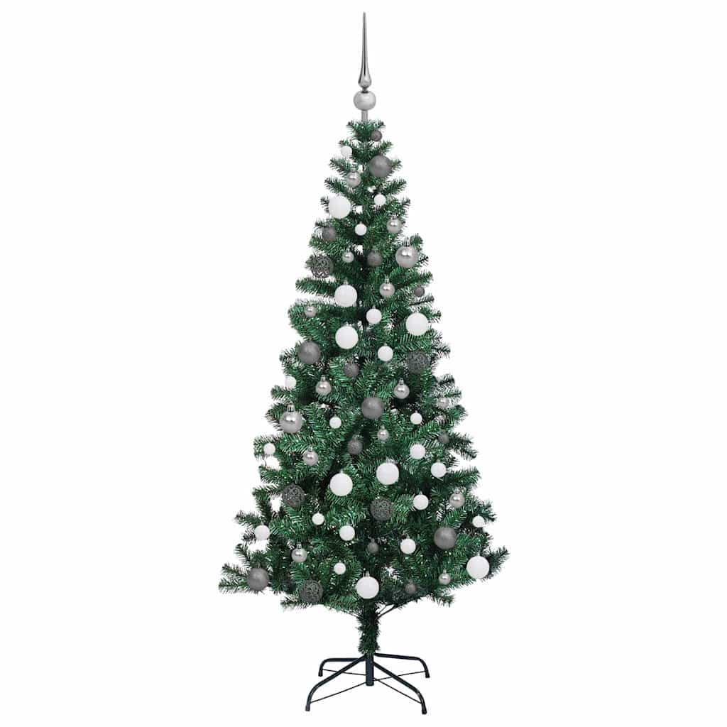 Kunstigjuletre med dekorative strenglys grønn 180cm PVC