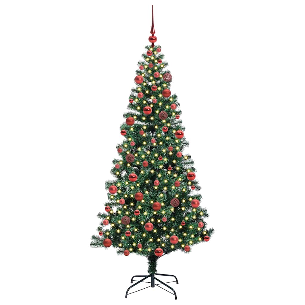 Kunstig Forhåndsopplyst Juletre grønn 180 cm PVC og metall