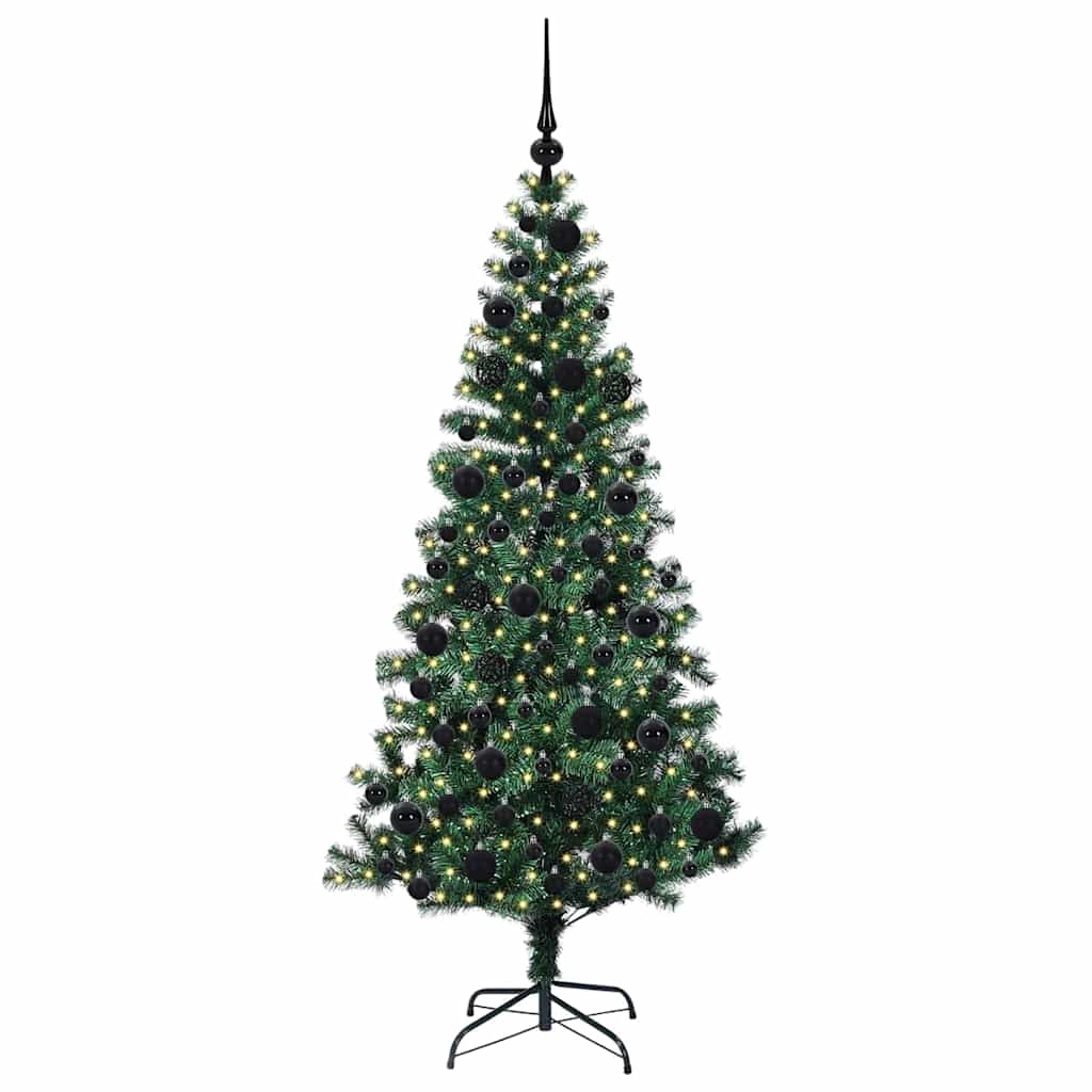 Kunstig Forhåndsopplyst Juletre grønn 180 cm PVC og metall