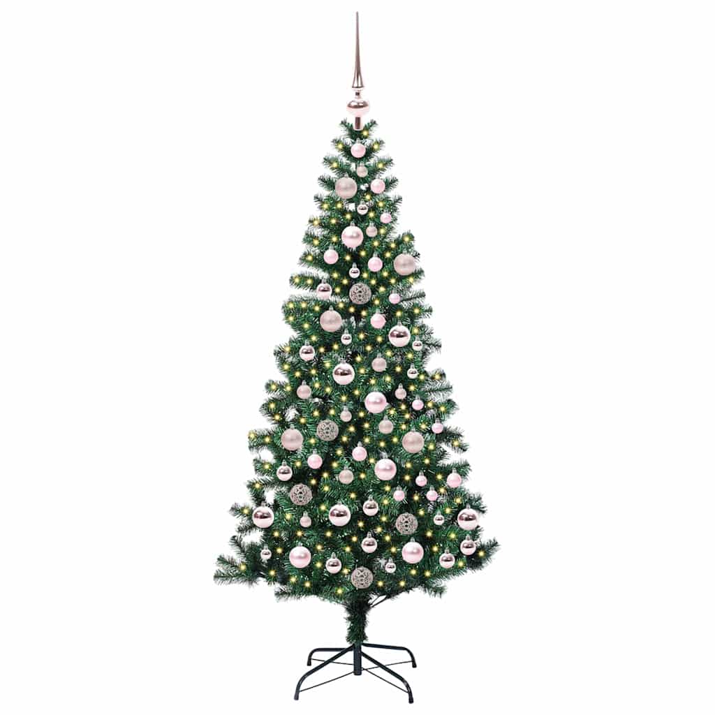 Kunstig Forhåndsopplyst Juletre grønn 180 cm PVC og metall