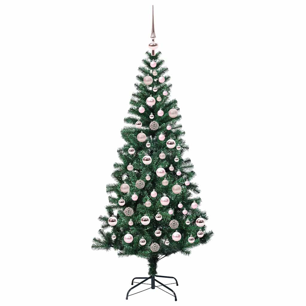 Kunstig Forhåndsopplyst Juletre grønn 180 cm PVC og metall