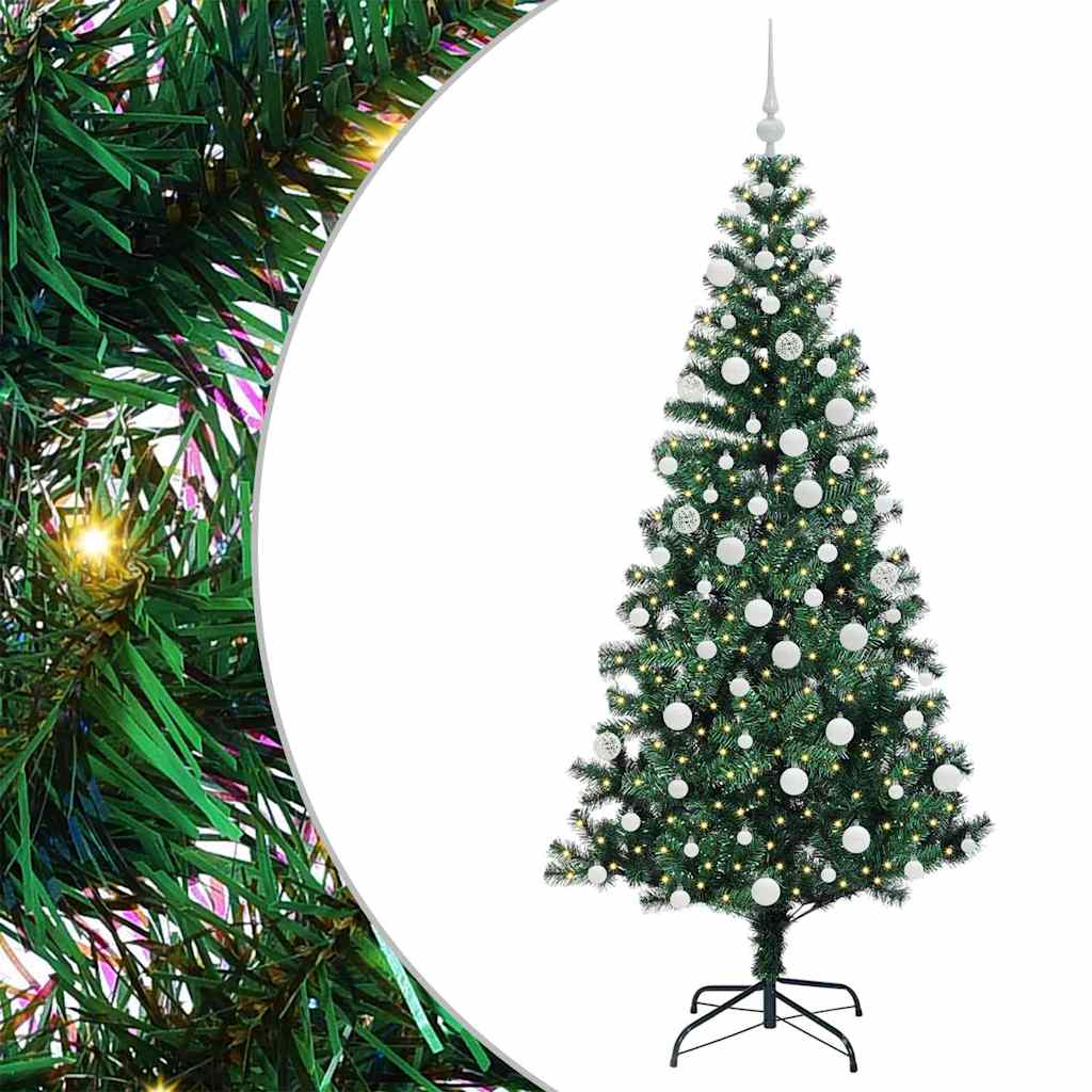 Kunstig Forhåndsopplyst Juletre grønn 180 cm PVC og metall