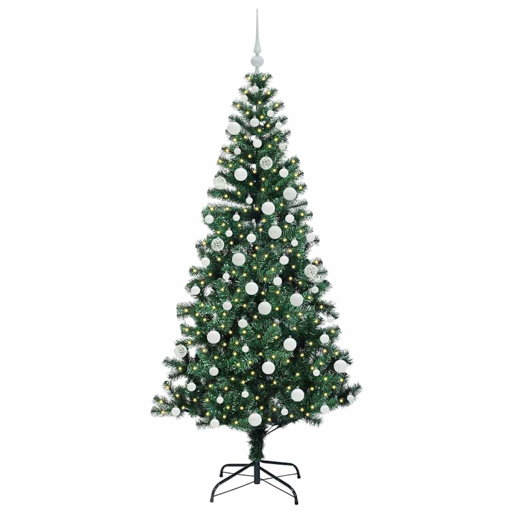 Kunstig Forhåndsopplyst Juletre grønn 180 cm PVC og metall