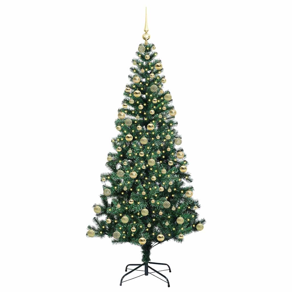Kunstig Forhåndsopplyst Juletre grønn 180 cm PVC og metall
