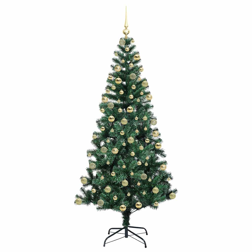 Kunstig Forhåndsopplyst Juletre grønn 180 cm PVC og metall