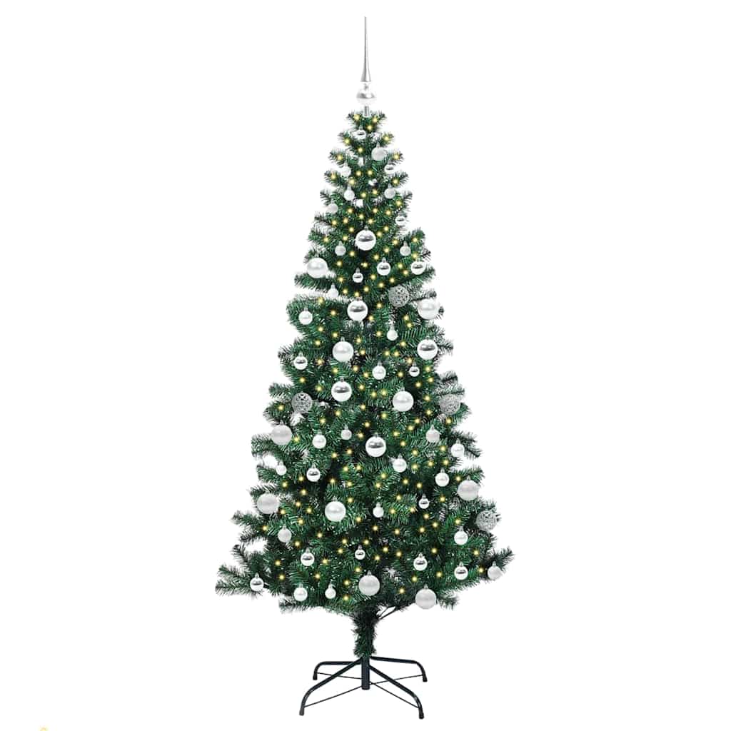 Kunstig Forhåndsopplyst Juletre grønn 180 cm PVC og metall