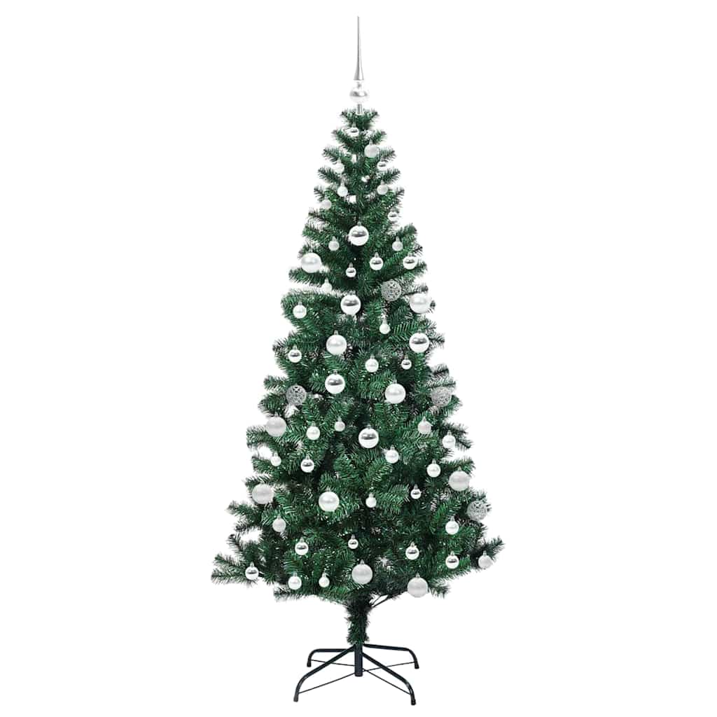 Kunstig Forhåndsopplyst Juletre grønn 180 cm PVC og metall