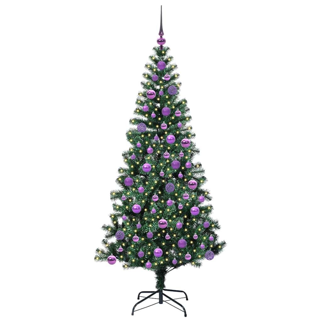 Kunstig Forhåndsopplyst Juletre grønn 180 cm PVC og metall