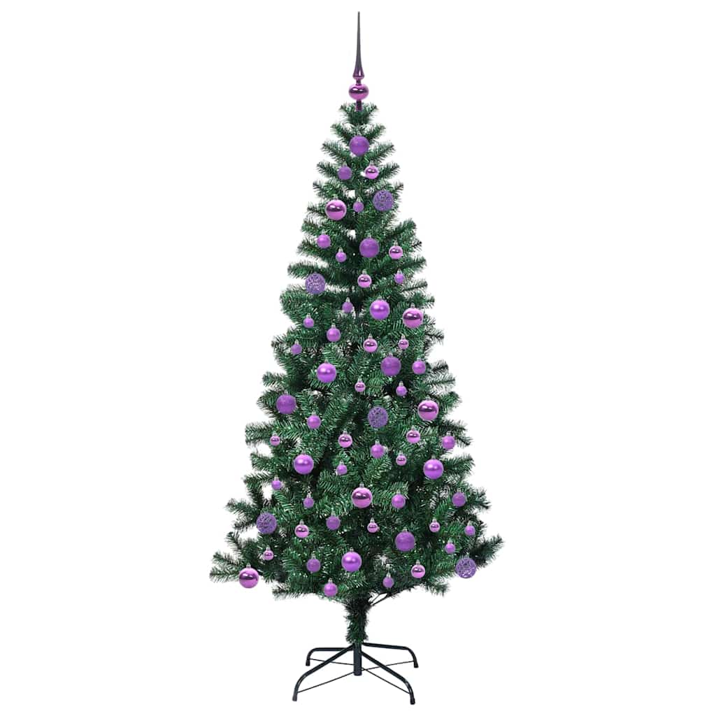 Kunstig Forhåndsopplyst Juletre grønn 180 cm PVC og metall