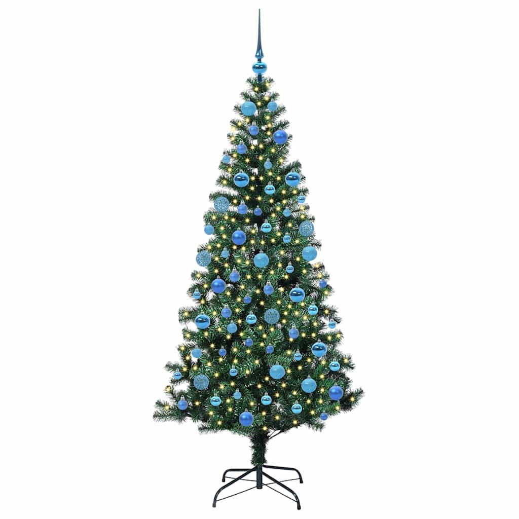 Kunstig Forhåndsopplyst Juletre grønn 180 cm PVC og metall
