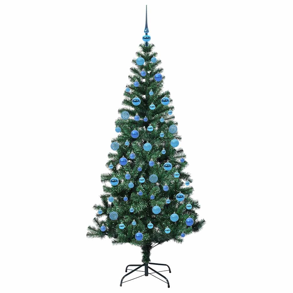 Kunstig Forhåndsopplyst Juletre grønn 180 cm PVC og metall