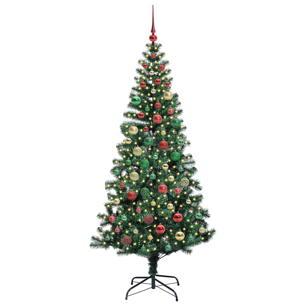 Kunstig Forhåndsopplyst Juletre grønn 180 cm PVC og metall
