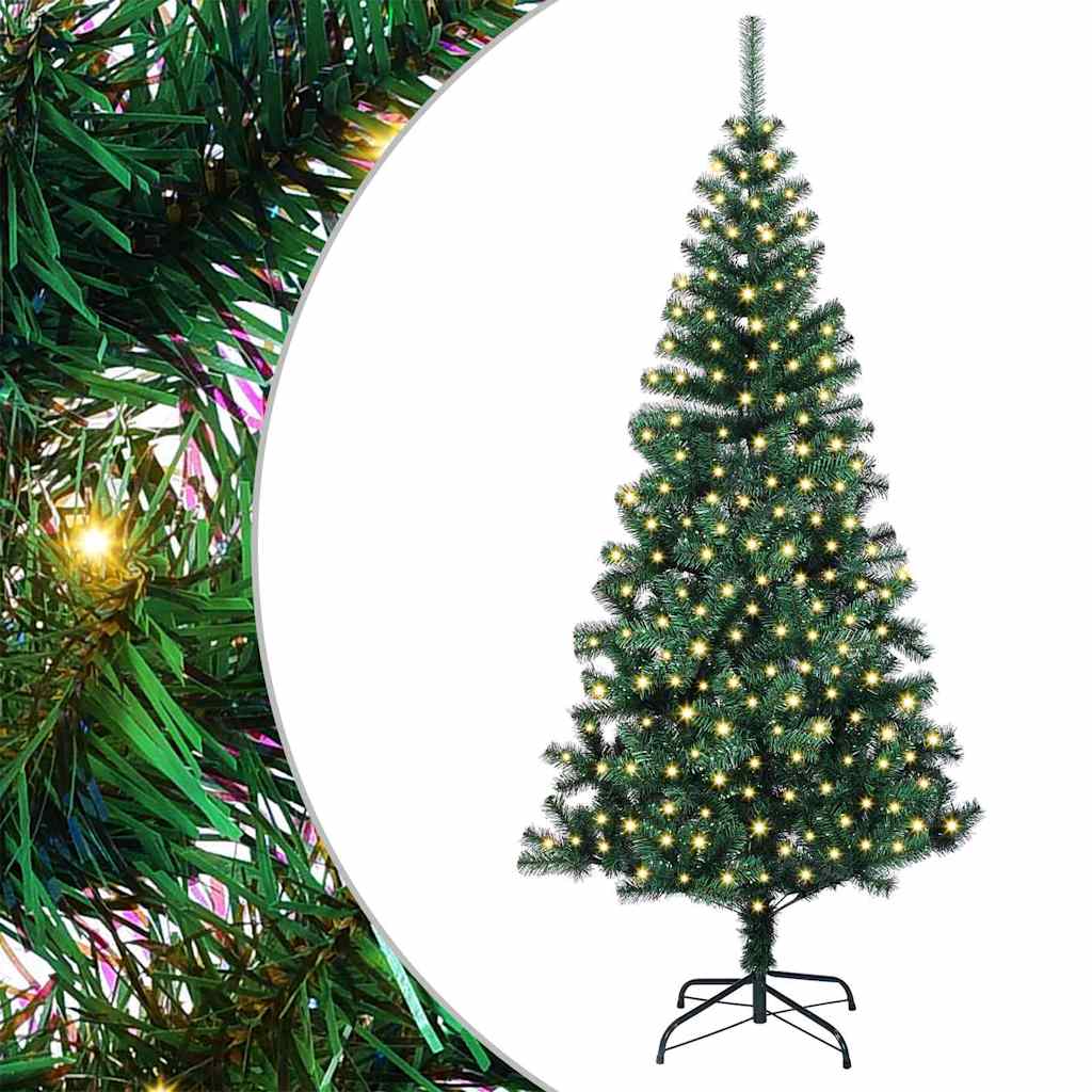 Kunstigjuletre med dekorative strenglys grønn 210cm PVC